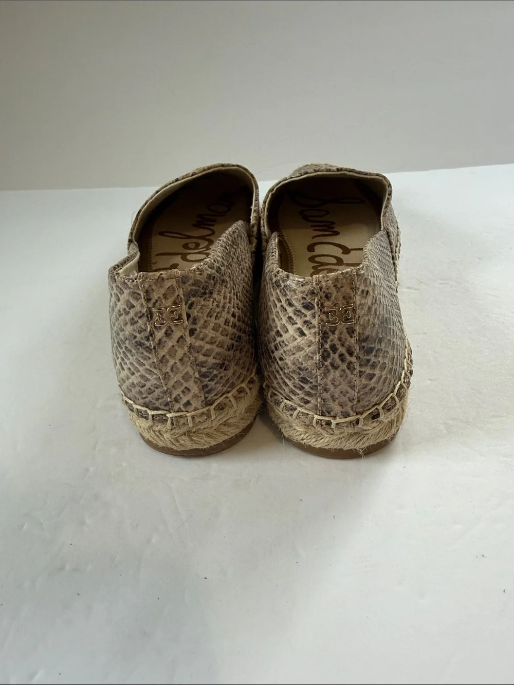 Sam Edelman Taupe Snake-Print Espadrille Flats